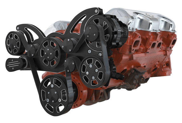 CVF Chevy BBC 348 & 409 Serpentine System with PS and ALT - Black Diamond (All Inclusive)