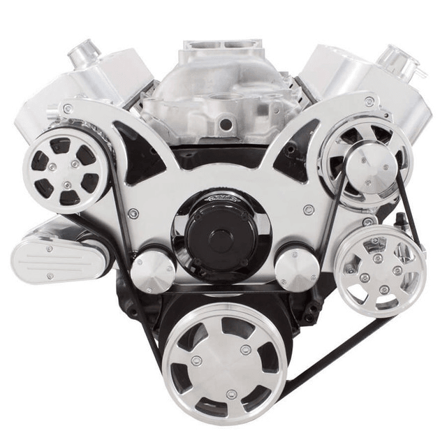 CVF Chevy BBC Gen VI Serpentine System with Power Steering & Alternator with Electric Water Pump - Polished (All Inclusive) thumbnail 2