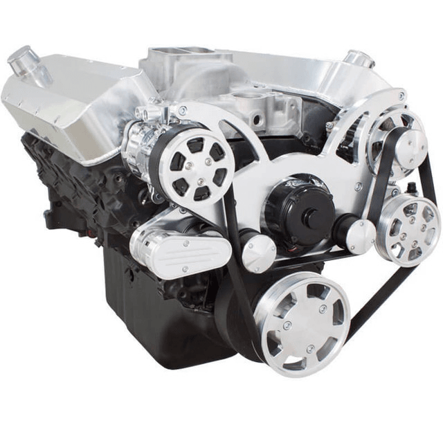 CVF Chevy BBC Gen VI Serpentine System with Power Steering & Alternator with Electric Water Pump - Polished (All Inclusive) thumbnail 3