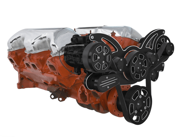 CVF Chevy BBC 348 & 409 Serpentine System with AC and ALT - Black Diamond (All Inclusive) thumbnail 3