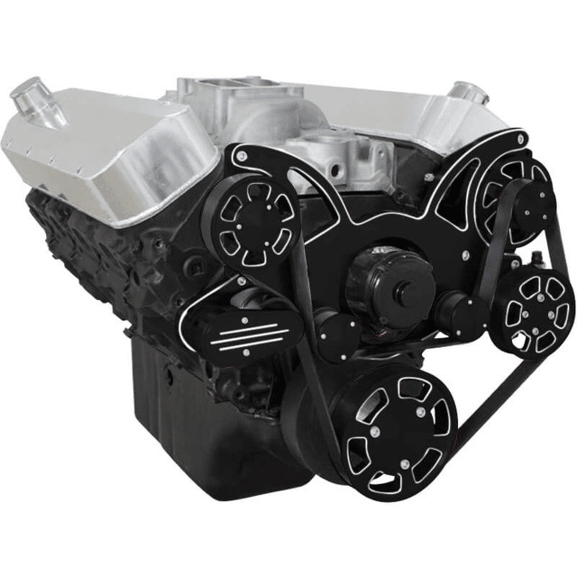 CVF Chevy BBC Gen VI Serpentine System with Power Steering & Alternator with Electric Water Pump - Black Diamond (All Inclusive) thumbnail 3