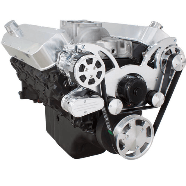 CVF Chevy BBC Gen VI Serpentine System with AC & Alternator with Electric Water Pump - Polished (All Inclusive) thumbnail 3