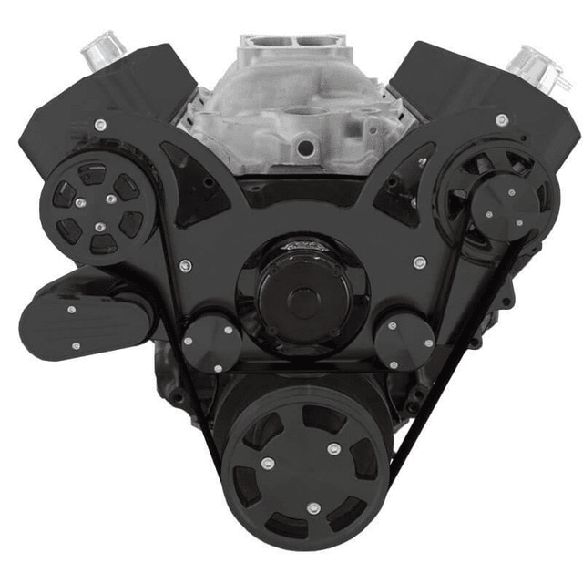 CVF Chevy BBC Gen VI Serpentine System with AC & Alternator with Electric Water Pump - Black (All Inclusive) thumbnail 2