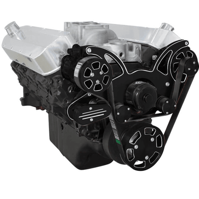 CVF Chevy BBC Gen VI Serpentine System with AC & Alternator with Electric Water Pump - Black Diamond (All Inclusive) thumbnail 3
