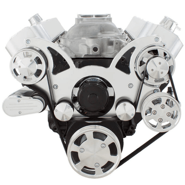 CVF Chevy BBC Gen VI Serpentine System with Power Steering & Alternator with Electric Water Pump - Polished (All Inclusive) thumbnail 2