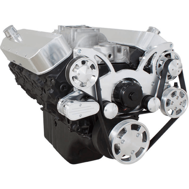 CVF Chevy BBC Gen VI Serpentine System with Power Steering & Alternator with Electric Water Pump - Polished (All Inclusive) thumbnail 3