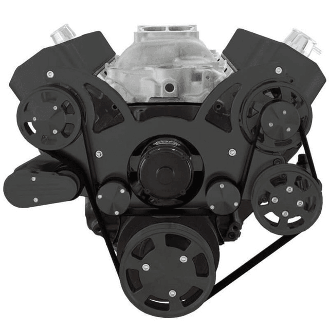 CVF Chevy BBC Gen VI Serpentine System with Power Steering & Alternator with Electric Water Pump - Black (All Inclusive) thumbnail 2