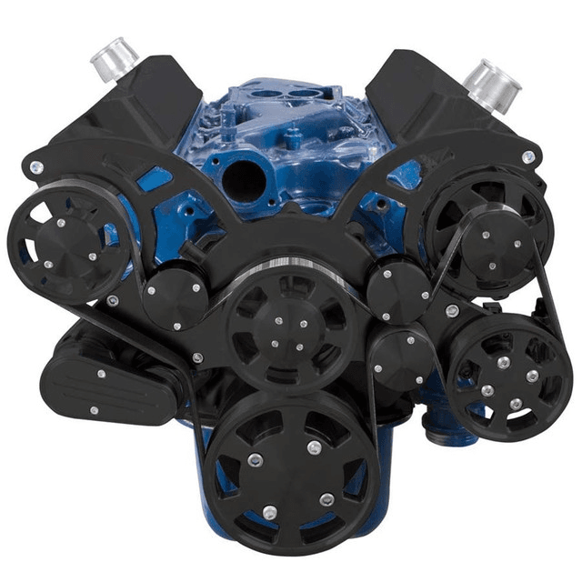 CVF Ford SBF 289, 302 & 351W Serpentine System with Power Steering & Alternator - Black (All Inclusive) thumbnail 2