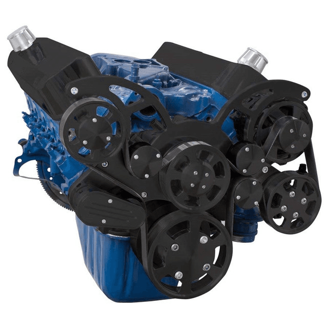 CVF Ford SBF 289, 302 & 351W Serpentine System with Power Steering & Alternator - Black (All Inclusive) thumbnail 3
