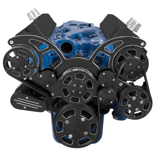 CVF Ford SBF 289, 302 & 351W Serpentine System with Power Steering & Alternator - Black Diamond (All Inclusive) thumbnail 2