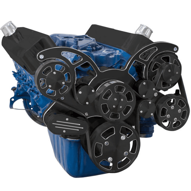 CVF Ford SBF 289, 302 & 351W Serpentine System with Power Steering & Alternator - Black Diamond (All Inclusive) thumbnail 3