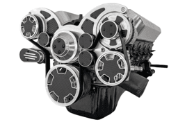 CVF Ford SBF 289, 302 & 351W Serpentine System with Power Steering & Alternator - Polished W/ Carbon Fiber Inlay (All Inclusive)