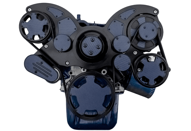 CVF Ford SBF 289, 302 & 351W Serpentine System with Power Steering & Alternator - Black W/ Carbon Fiber Inlay (All Inclusive) thumbnail 2