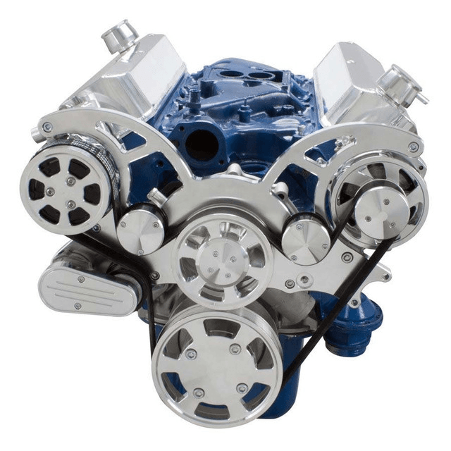CVF Ford SBF 289, 302 & 351W Serpentine System with AC & Alternator - Polished (All Inclusive) thumbnail 2