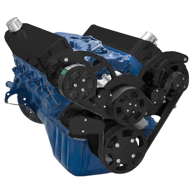 CVF Ford SBF 289, 302 & 351W Serpentine System with AC & Alternator - Black (All Inclusive) thumbnail 3