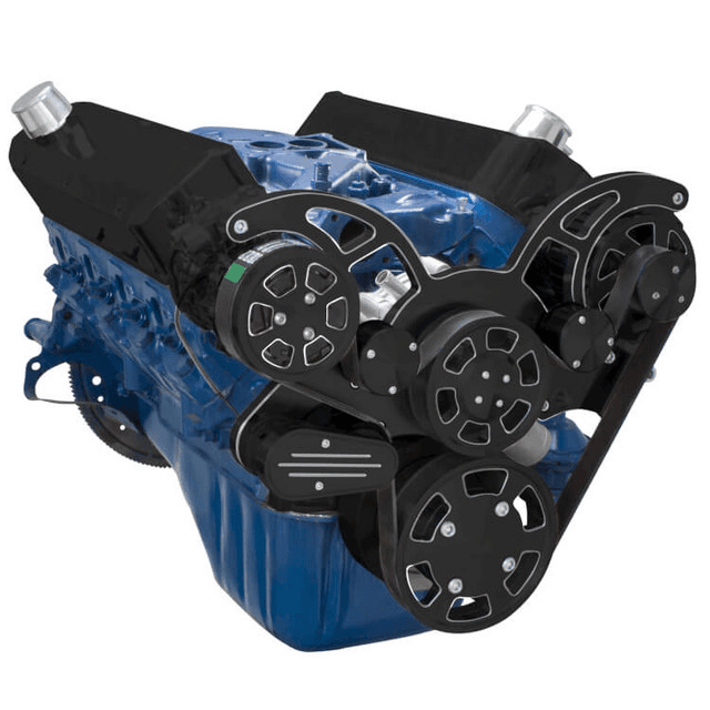 CVF Ford SBF 289, 302 & 351W Serpentine System with AC & Alternator - Black Diamond (All Inclusive) thumbnail 2
