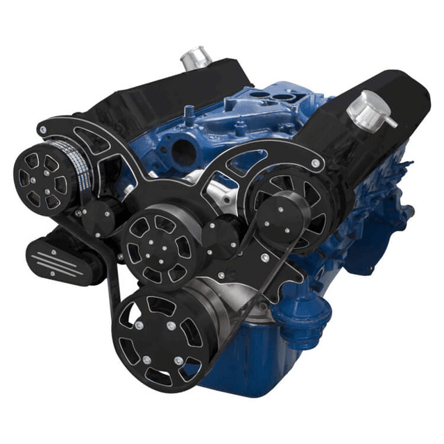 CVF Ford SBF 289, 302 & 351W Serpentine System with AC & Alternator - Black Diamond (All Inclusive) thumbnail 3