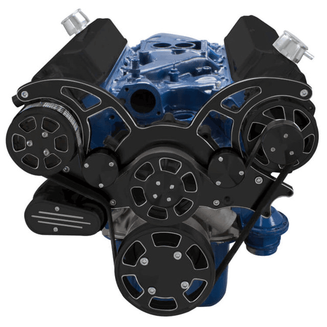 CVF Ford SBF 289, 302 & 351W Serpentine System with AC & Alternator - Black Diamond (All Inclusive) thumbnail 4