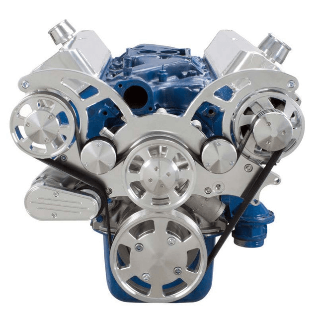 CVF Ford SBF 289, 302 & 351W Serpentine System with AC & Alternator - Polished (All Inclusive) thumbnail 2