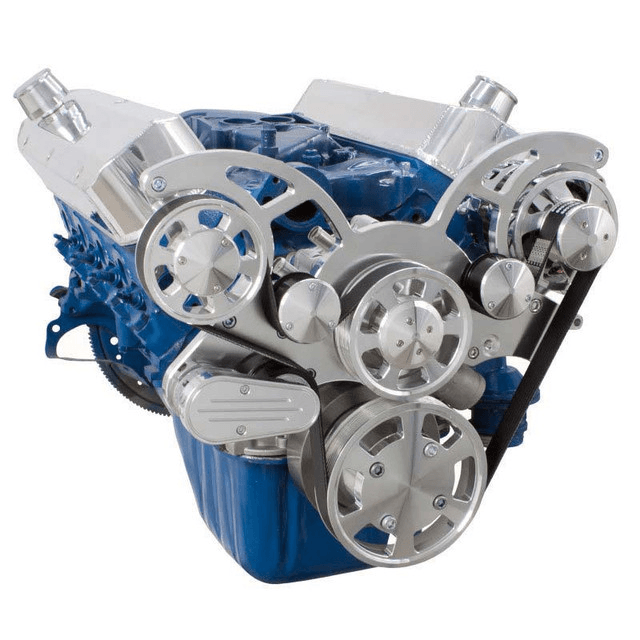 CVF Ford SBF 289, 302 & 351W Serpentine System with AC & Alternator - Polished (All Inclusive) thumbnail 3