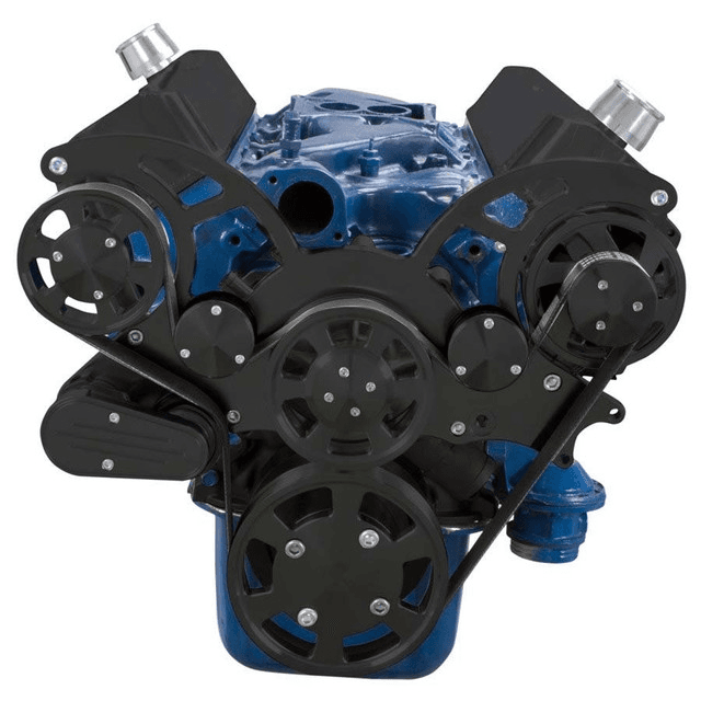 CVF Ford SBF 289, 302 & 351W Serpentine System with AC & Alternator - Black (All Inclusive) thumbnail 2