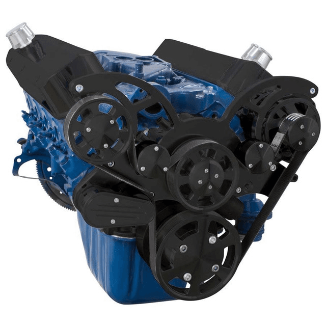 CVF Ford SBF 289, 302 & 351W Serpentine System with AC & Alternator - Black (All Inclusive) thumbnail 3