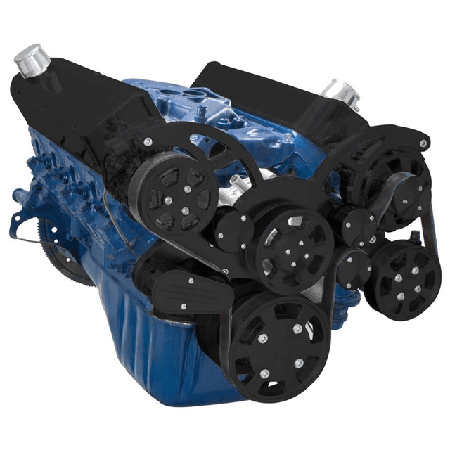 CVF Ford SBF 289, 302 & 351W Serpentine System with AC, Power Steering & Alternator - Stealth Black (All Inclusive) thumbnail 3