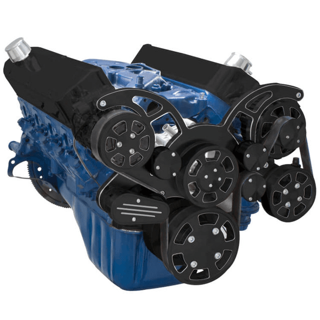 CVF Ford SBF 289, 302 & 351W Serpentine System with AC, Power Steering & Alternator - Black Diamond (All Inclusive) thumbnail 3