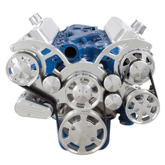 CVF Ford SBF 289, 302 & 351W Serpentine System with Power Steering & Alternator - Polished (All Inclusive) thumbnail 2