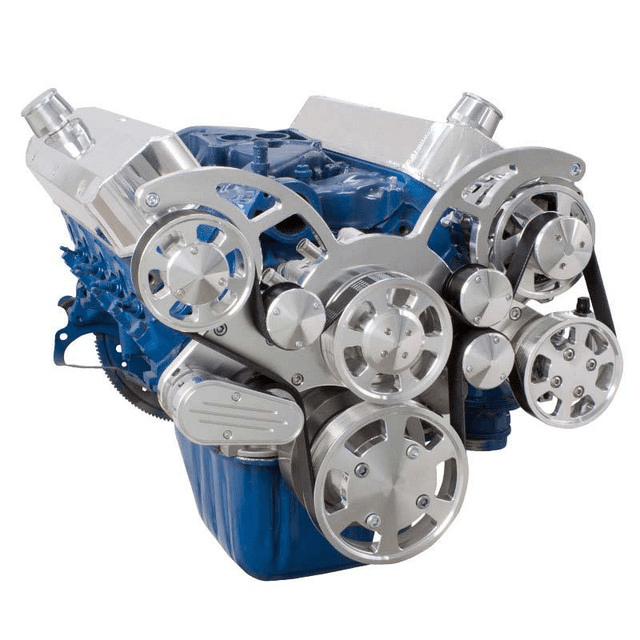 CVF Ford SBF 289, 302 & 351W Serpentine System with Power Steering & Alternator - Polished (All Inclusive) thumbnail 3