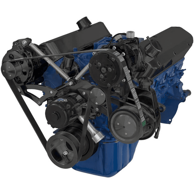 CVF Ford SBF 289, 302 & 351W Serpentine Conversion with Alternator, Power Steering & A/C with Electric Water Pump - Black