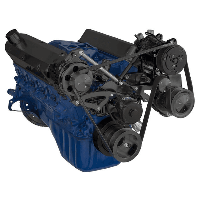 CVF Ford SBF 289, 302 & 351W Serpentine Conversion with Alternator, Power Steering & A/C with Electric Water Pump - Black thumbnail 3