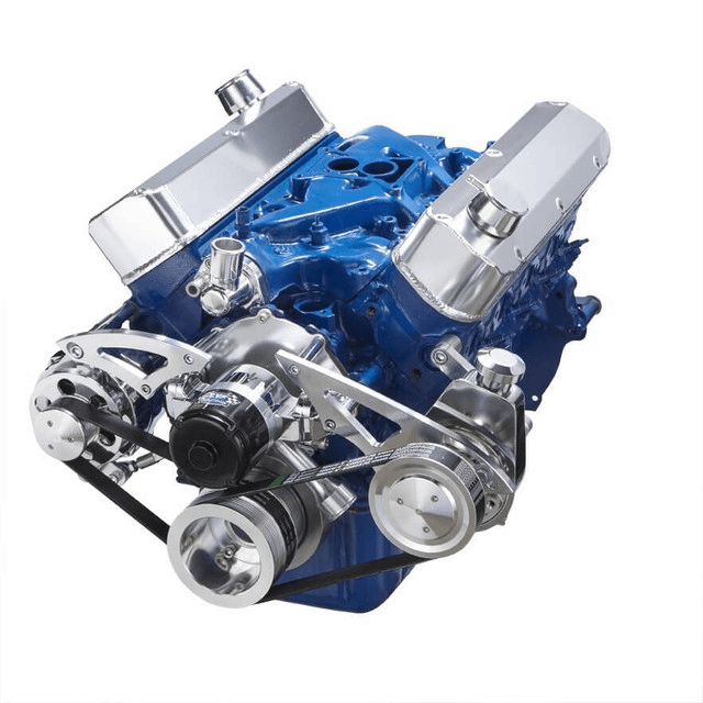CVF Ford SBF 289, 302 & 351W Serpentine Conversion with Alternator & Power Steering Brackets, For Electric Water Pump - Polished