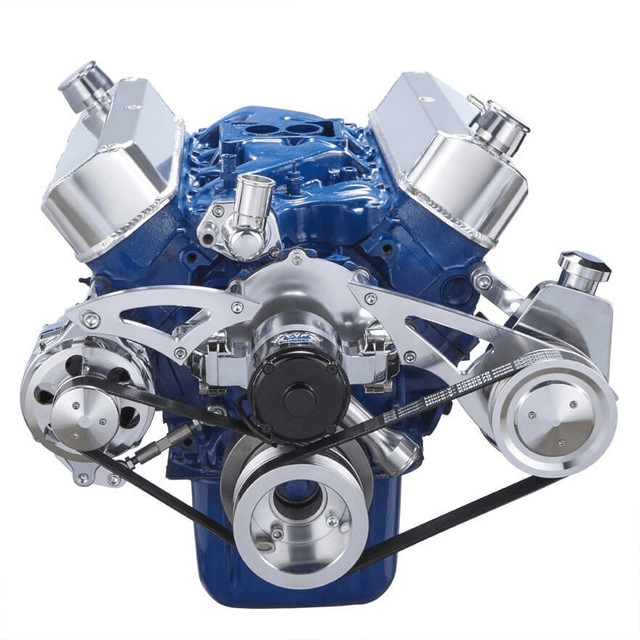 CVF Ford SBF 289, 302 & 351W Serpentine Conversion with Alternator & Power Steering Brackets, For Electric Water Pump - Polished thumbnail 2