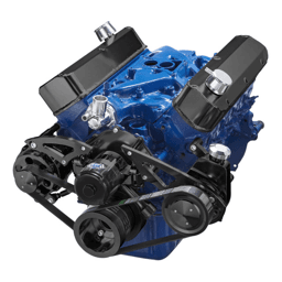 CVF Ford SBF 289, 302 & 351W Serpentine Conversion with Alternator & Power Steering Brackets, For Electric Water Pump - Black