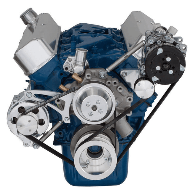 CVF Ford SBF 289, 302 & 351W Serpentine Conversion with Alternator & A/C Brackets, For High Flow Water Pump - Polished thumbnail 2