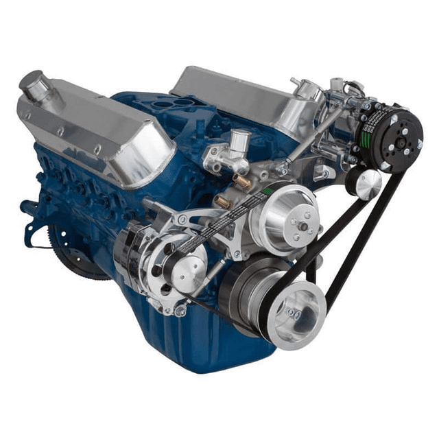 CVF Ford SBF 289, 302 & 351W Serpentine Conversion with Alternator & A/C Brackets, For High Flow Water Pump - Polished thumbnail 3