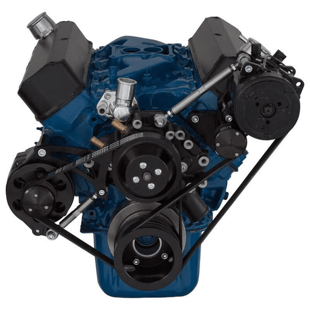 CVF Ford SBF 289, 302 & 351W Serpentine Conversion with Alternator & A/C Brackets, For High Flow Water Pump - Black thumbnail 2