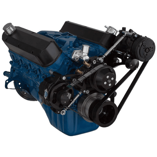 CVF Ford SBF 289, 302 & 351W Serpentine Conversion with Alternator & A/C Brackets, For High Flow Water Pump - Black thumbnail 3