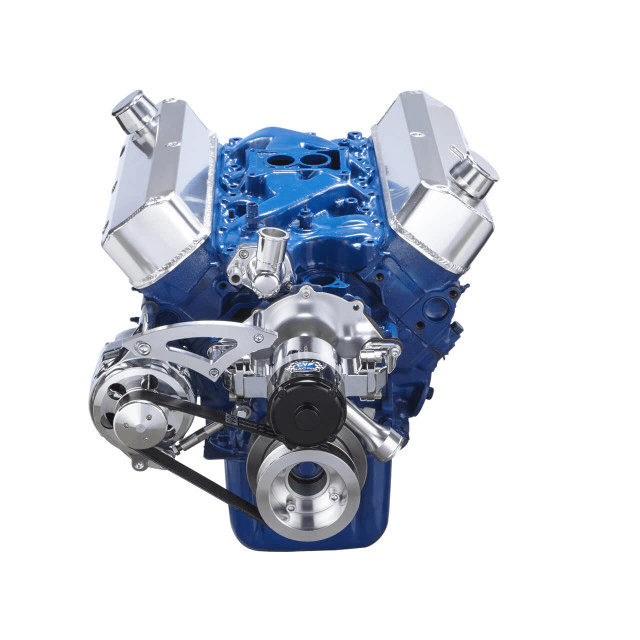 CVF Ford SBF 289, 302 & 351W Serpentine Conversion with Alternator Only Brackets, For Meziere High Flow Electric Water Pump - Polished thumbnail 2