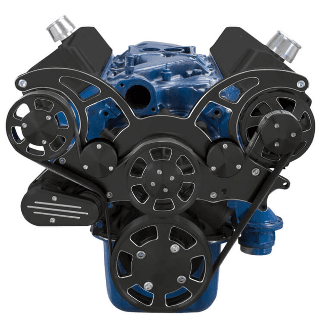 CVF Ford SBF 289, 302 & 351W Serpentine System with AC & Alternator - Black Diamond (All Inclusive) thumbnail 2