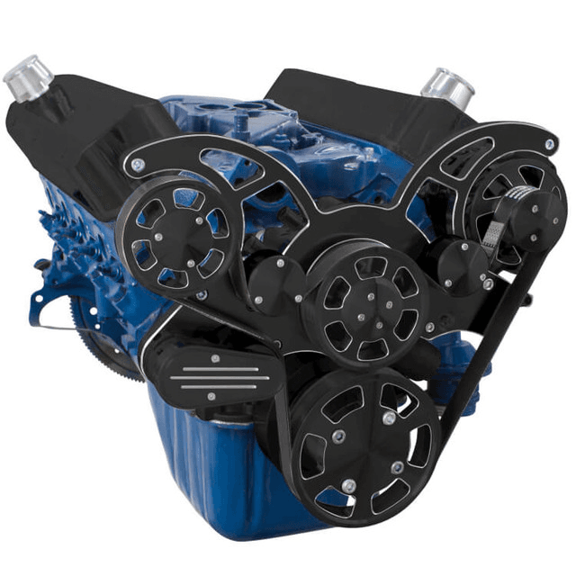 CVF Ford SBF 289, 302 & 351W Serpentine System with AC & Alternator - Black Diamond (All Inclusive) thumbnail 3