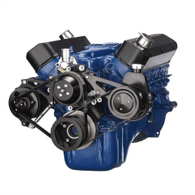 CVF Ford SBF 289, 302 & 351W Serpentine Conversion with Alternator & Power Steering - Black