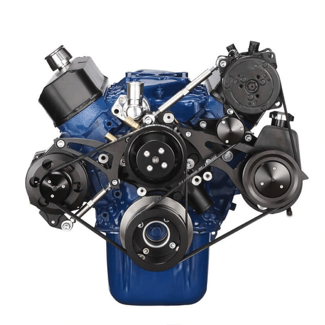 CVF Ford SBF 289, 302 & 351W Serpentine Conversion with Alternator, Power Steering & A/C - Black thumbnail 2