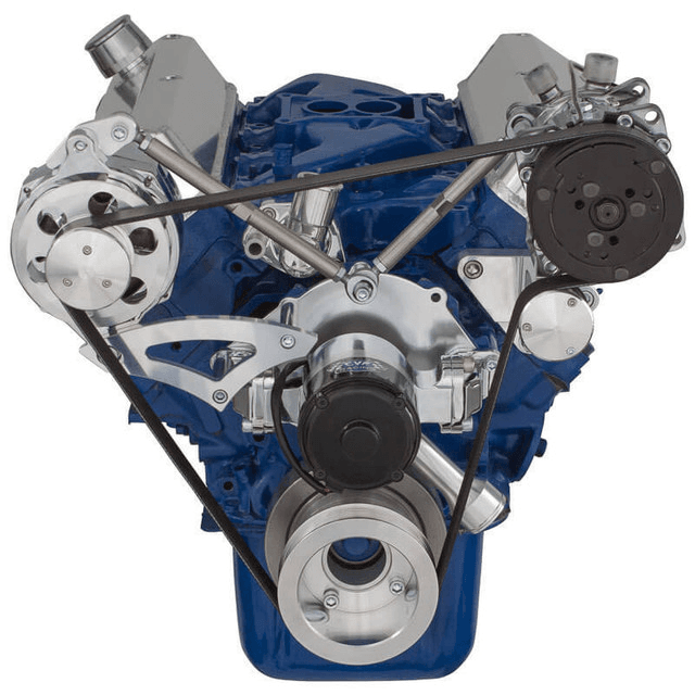 CVF Ford SBF 289, 302 & 351W Serpentine Conversion with Alternator & A/C Brackets, For Electric Water Pump - Polished thumbnail 2