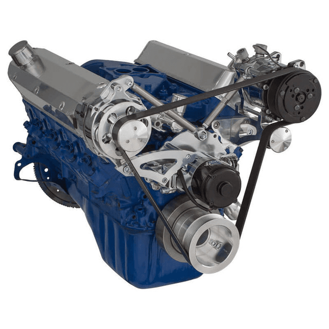 CVF Ford SBF 289, 302 & 351W Serpentine Conversion with Alternator & A/C Brackets, For Electric Water Pump - Polished thumbnail 3