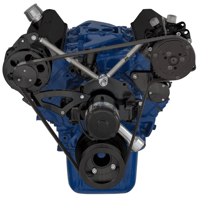 CVF Ford SBF 289, 302 & 351W Serpentine Conversion with Alternator & A/C Brackets, For Electric Water Pump - Black thumbnail 2