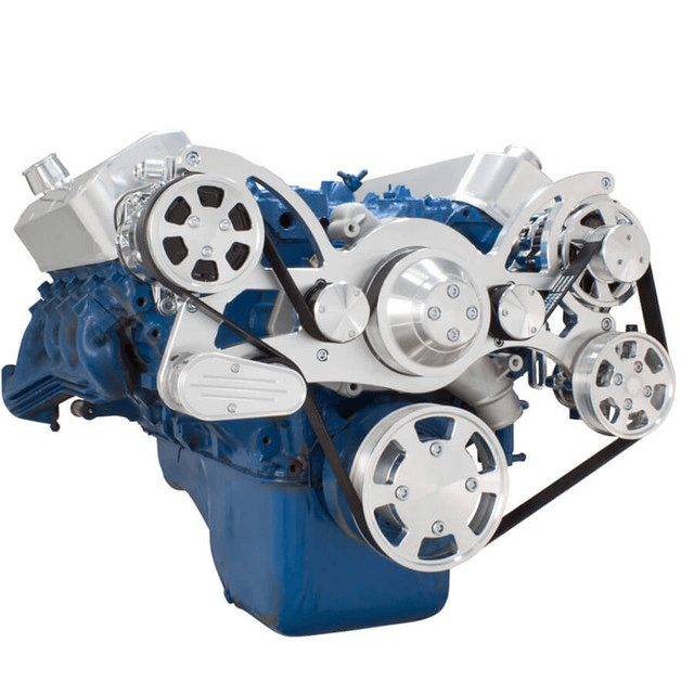 CVF Ford BBF 429 & 460 Serpentine System with AC, Power Steering & Alternator, High Flow Water Pump - Polished (All Inclusive) thumbnail 3