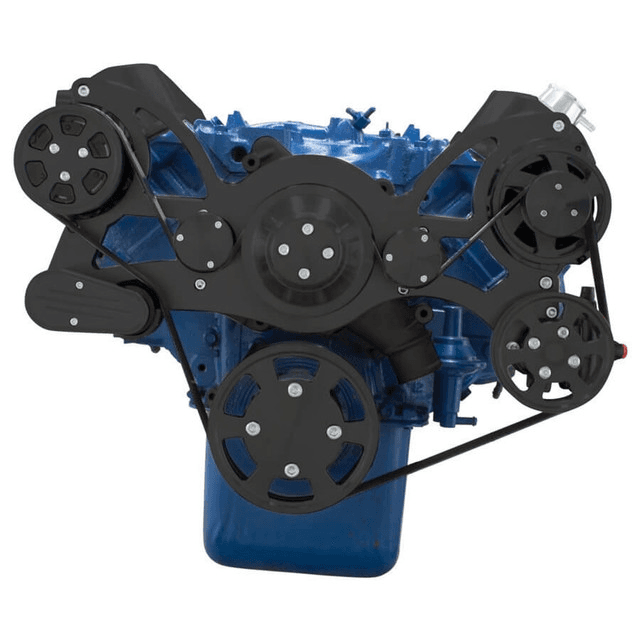 CVF Ford BBF 429 & 460 Serpentine System with AC, Power Steering & Alternator, High Flow Water Pump - Black (All Inclusive) thumbnail 2