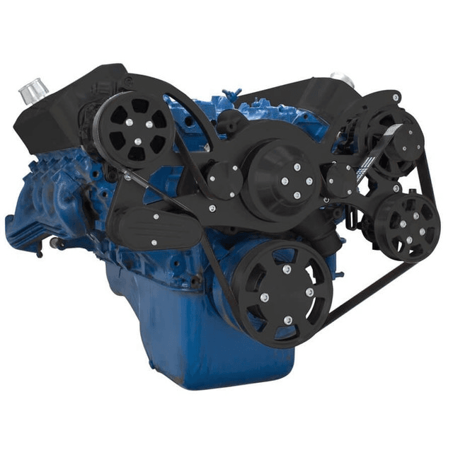 CVF Ford BBF 429 & 460 Serpentine System with AC, Power Steering & Alternator, High Flow Water Pump - Black (All Inclusive) thumbnail 3